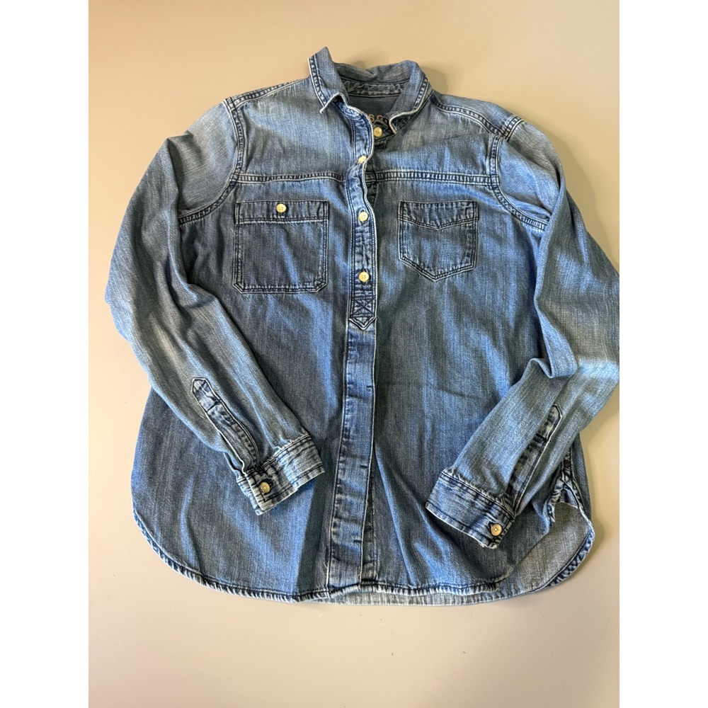 Gap 1969 Vintage Denim Button Down Shirt Medium Wash Cotton Long Sleeve Small
